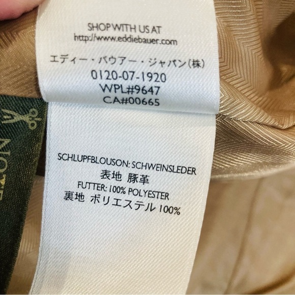 EDDIE BAUER SZ L Seattle  Suede Vintage Tan Brown Trim Pockets Back Slits Jacket - Picture 15 of 16
